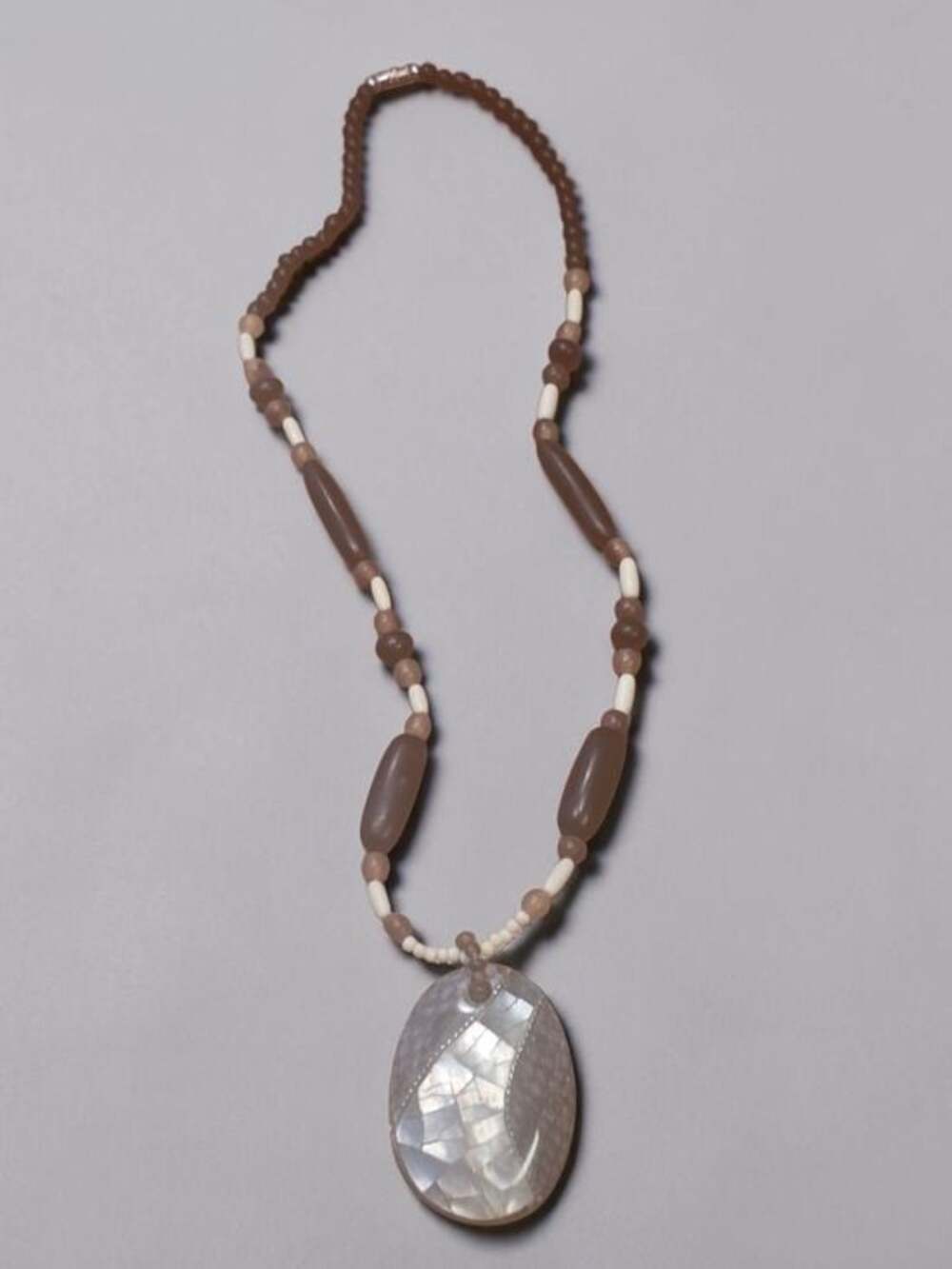 Mother of Pearl Shell Mosaic Pendant Mixed Bead Necklace